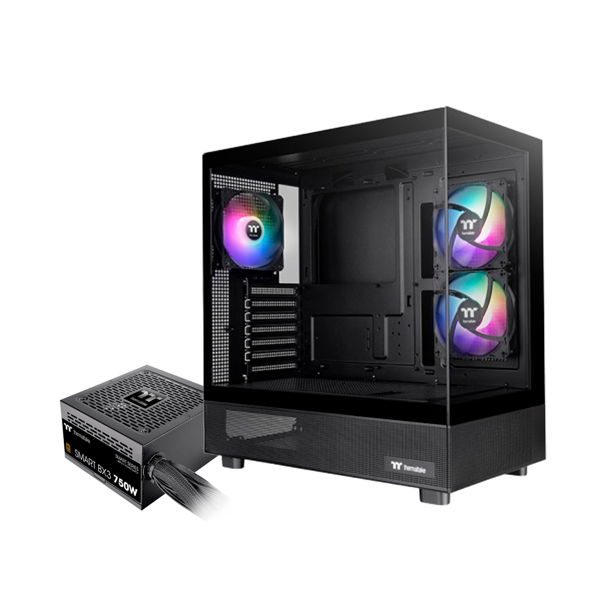 Gabinete TT View 270 Plus Lite Fan ARGB x3 TG x2 c/Fuente 750W Bronze