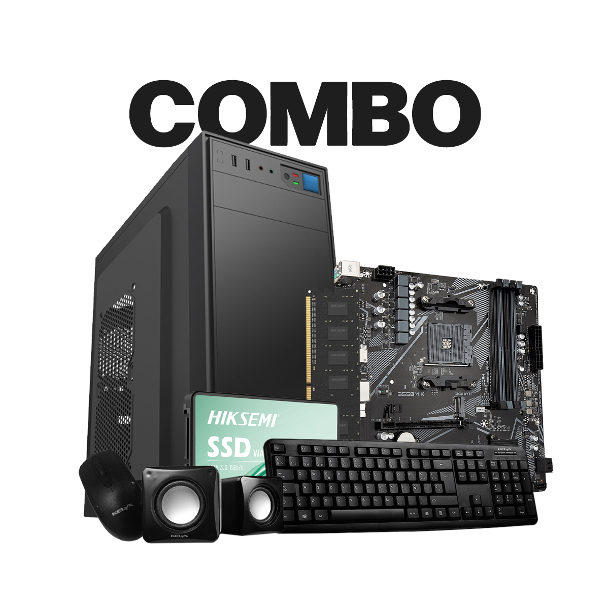 Pc Kelyx Kit 728-20 / MB Gigabyte B550 / Mem Hiksemi 8G 3200 / SSD Hiksemi 240G