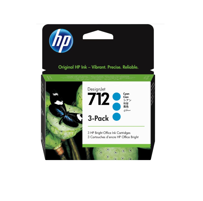 3ED77A HP 712 Pack x3 Cyan Ink Cartridge 29ml